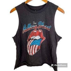 2/$25 The Rolling Stones Graphic Band Rocker Distressed Muscle Cut Off Tank Top
